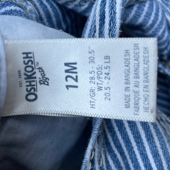 OshKosh B’gosh - Blue striped Overalls - 12 mths - Picture 9 of 9